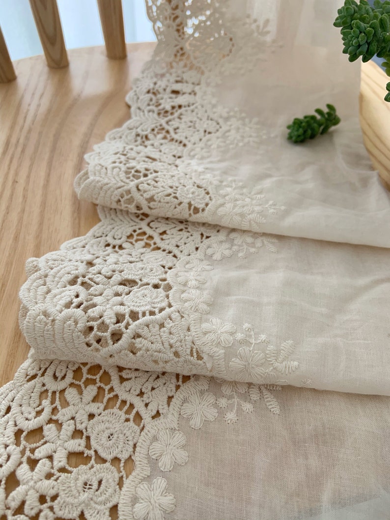 natural Cotton Lace trim, embroidered eyelet lace trim, cotton lace trim with hollowed out floral, cotton eyelet lace trim image 6