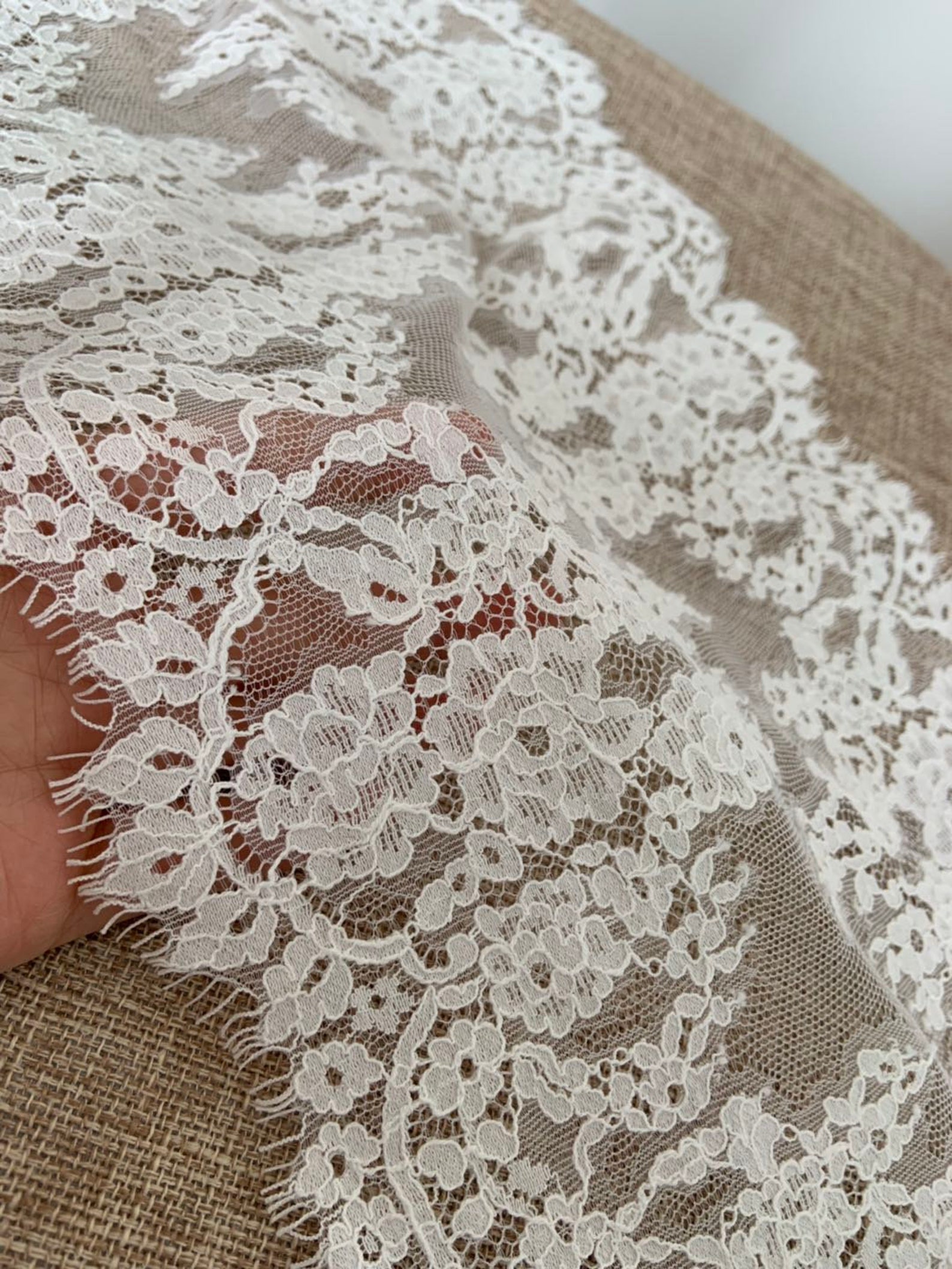 Off White Chantilly Lace Trim Double Motif Lace Trim With | Etsy