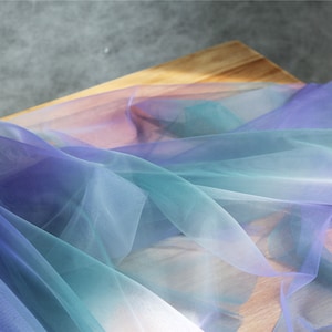 Tie-dyed style tulle fabric with Gradient colors, blue and purple mesh lace fabric, gauze net fabric image 5