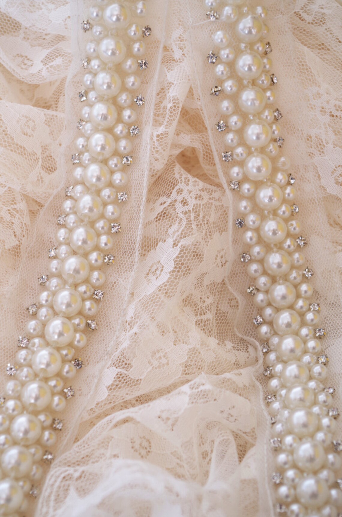 Pearl Bead Sash Trim With Rhinestones Rhinestone and Pearl Etsy