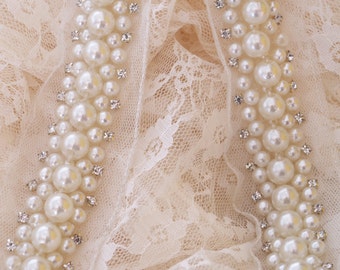 garniture de châssis de perles avec strass, strass et perles de perles en vente vente à chaud
