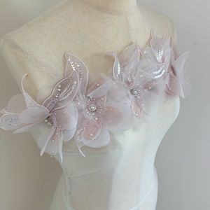 3d mauve flowers applique patch for couture, dress, millinery , dance costume, headpiece, floral patch accessory