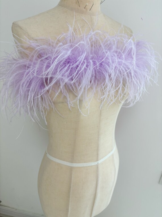Light purple Feather boa for couture , extra puffy ostrich feather fringe trim for costume, dress up, Dance wear, couture