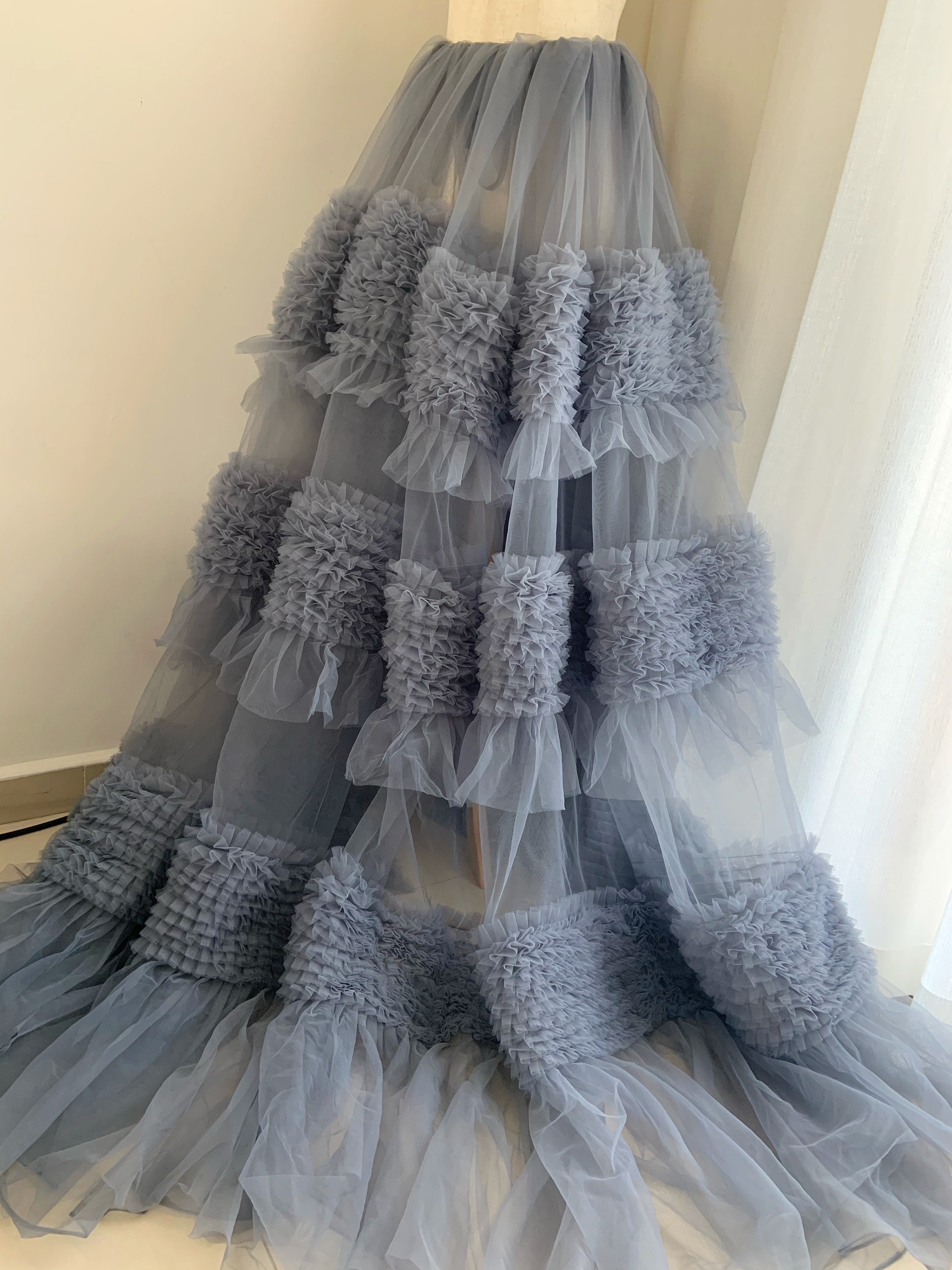 品質保証 Blue Dust Puffy Ruffle Tulle Soft Dress, Cake for Fabric トップス