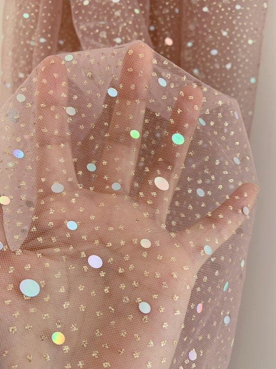 mauve sequined tulle fabric for dress, glittered tulle for costume, prom dress dance costume for party decors, prop