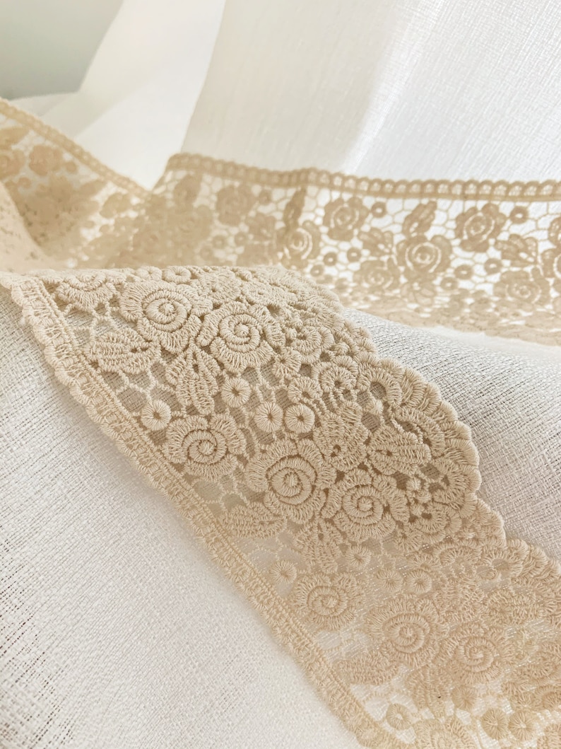 10 yards Cotton Lace Trim, vintage style lace trim, cotton Guipure trim lace with roses cotton lace trim by yard, lace border image 7