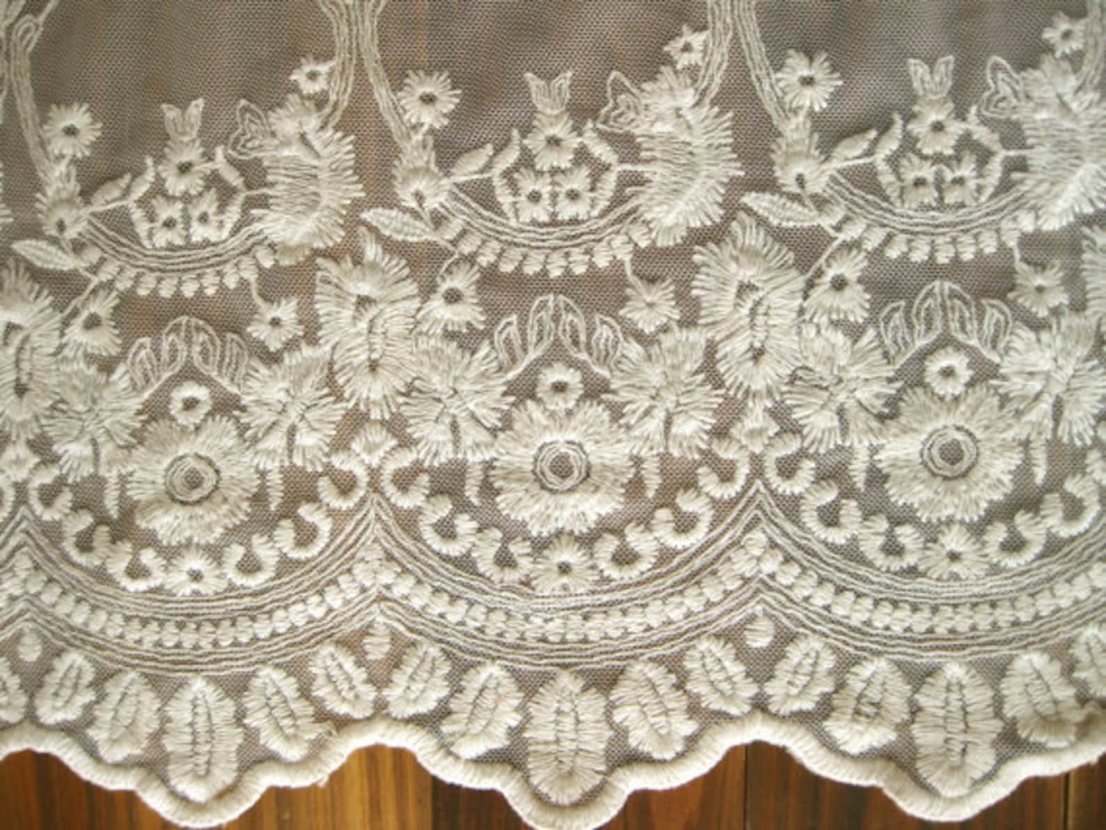 Antique embroidered lace fabric vintage lace fabric retro Etsy
