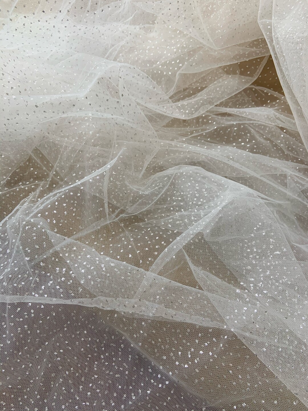 Off White Tulle Fabric With Glitters for Dress Costume Dance - Etsy