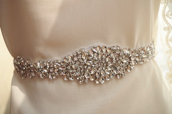 crystal bead applique, rhinestone Applique, bridal sash applique, rhinestone trim, bridal headpiece, bridal belt trim ZP60