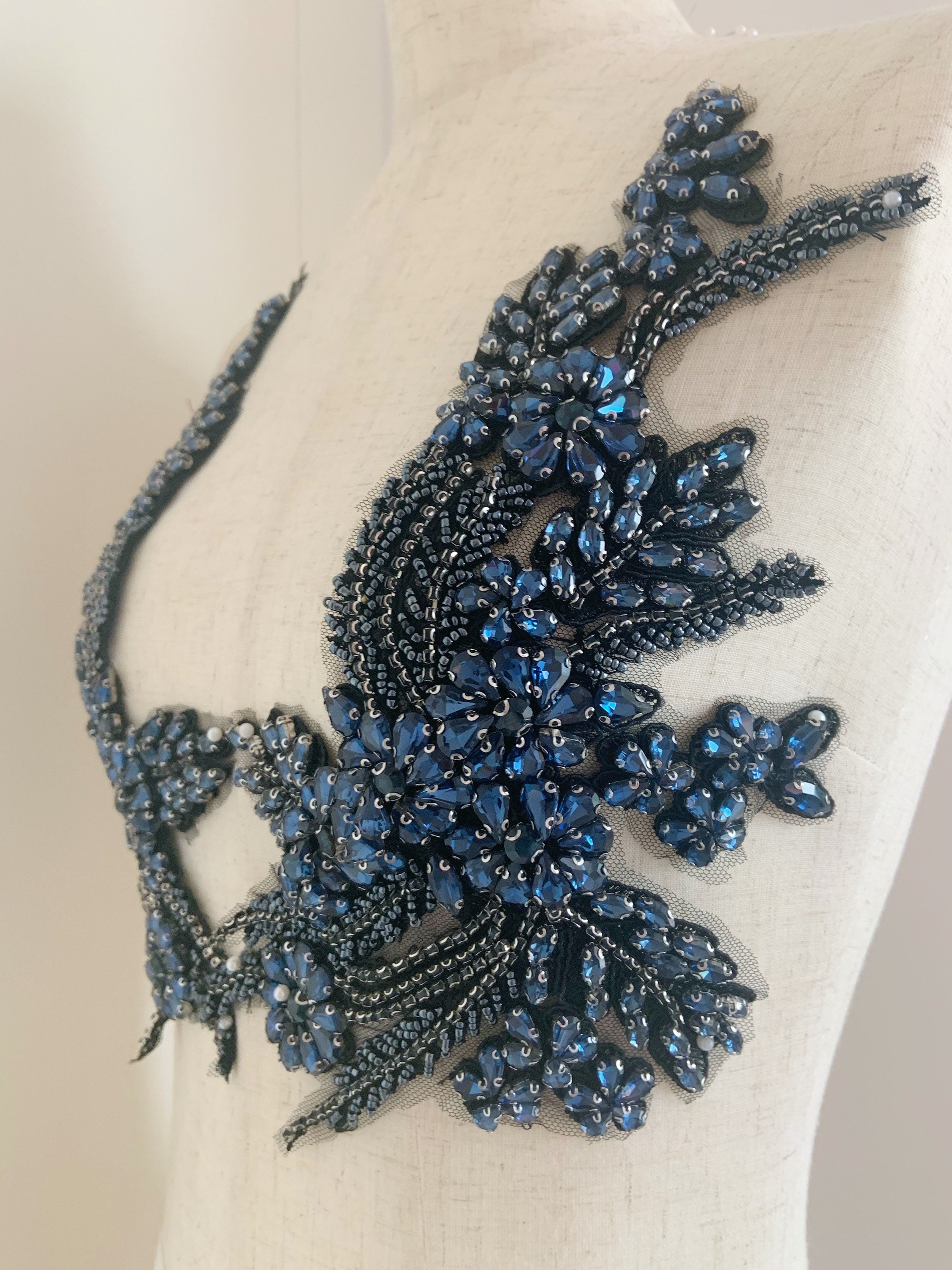 Royal Blue Rhinestone Applique Heavy Bead Crafted Rhinestone -  Canada