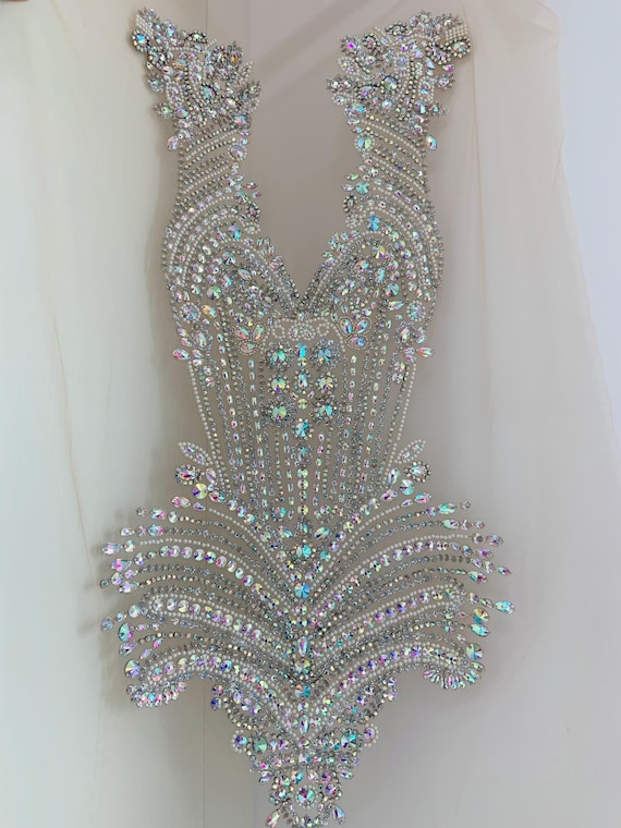 rhinestone applique prom dress Royal Blue Beaded Appliques Mermaid Velvet Slit Long Train Prom Dress