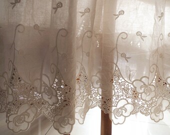 cotton eyelet lace fabric with hollowed out floral pattern by the yard, cotton eyelet lace fabric, white lace fabric