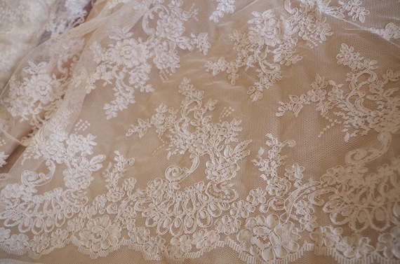 Jacquard lace fabric, cord lace fabric for bridal lace