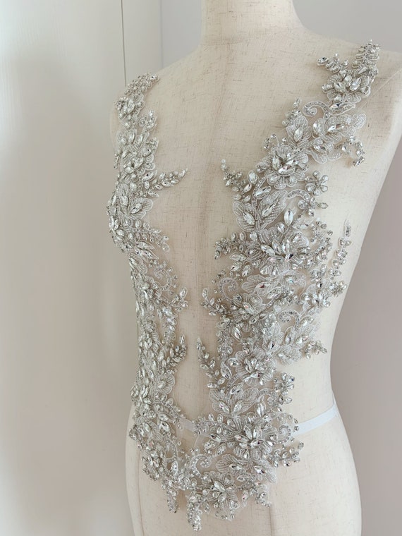 Silver Rhinestone Applique for Couture Crystal Bead Bodice - Etsy