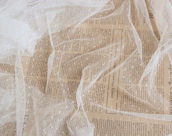 off white mesh Lace Fabrics,  dots Gauze , wedding Mesh. tulle lace fabric