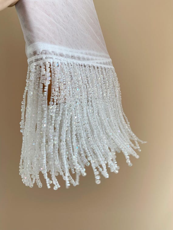 White ab crystal bead Fringe trim for dress supplies , dance costume, party decors, rhinestone fringe