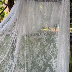 3 Yards chantilly lace fabric with fringe selvedge