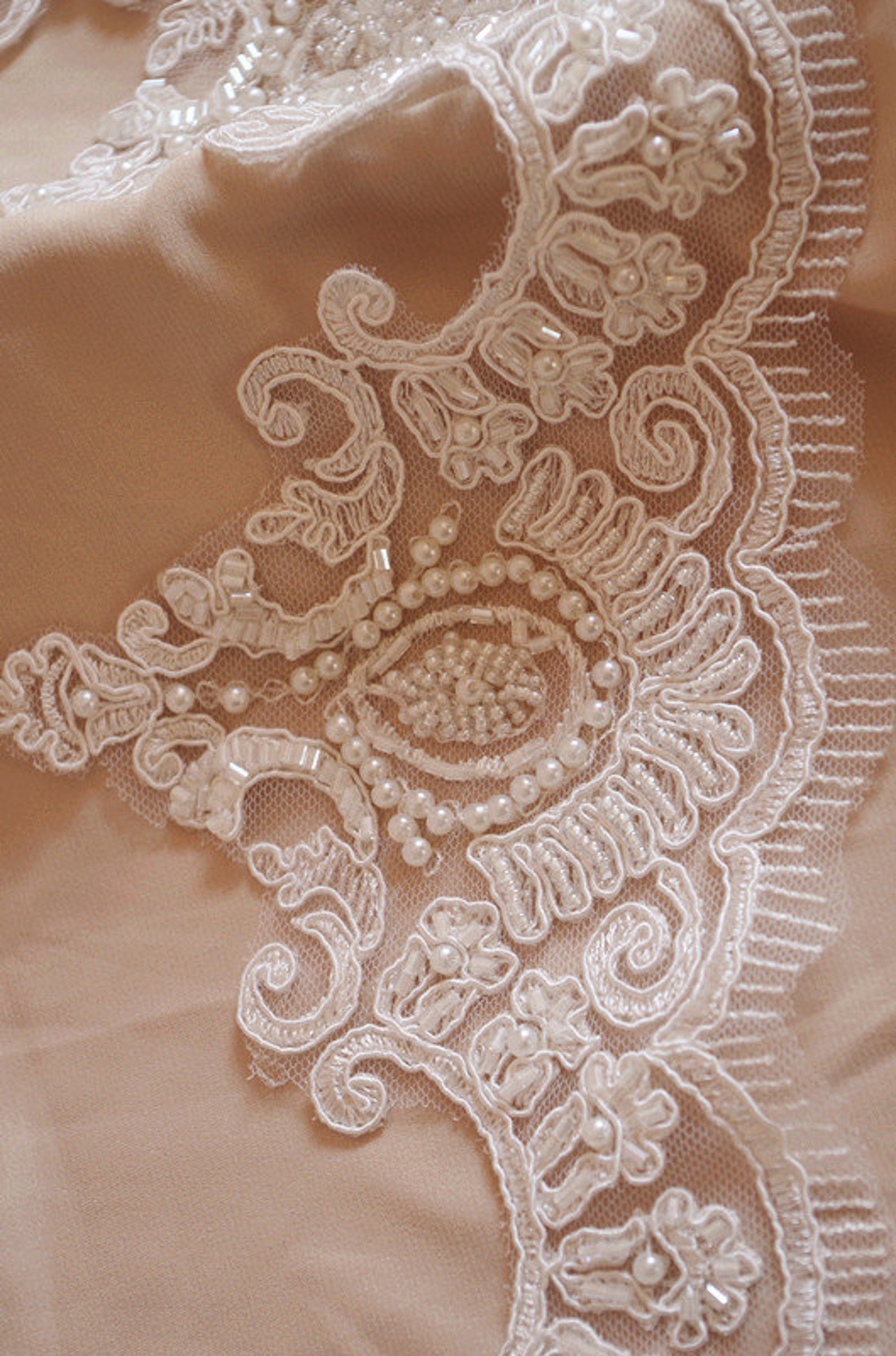 Ivory Beaded Lace Trim Bead Mesh Lace Super Delicate Bridal Etsy