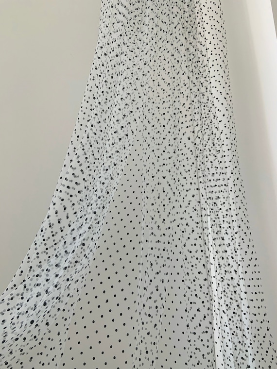 Off white tulle Lace fabric with black polka dots
