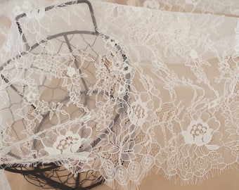 white Chantilly lace fabric for wedding dress, 2026 new arrival, bridal robe lace by the yard