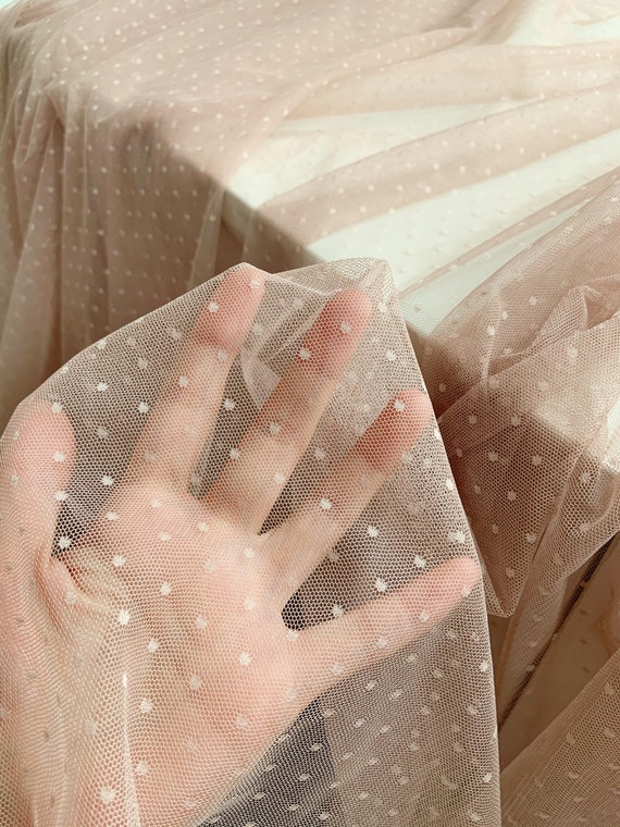 Nude tone tulle Lace fabric with polka dots #20