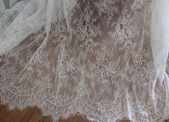 1 Yard Chantilly lace fabric for bridal dress
