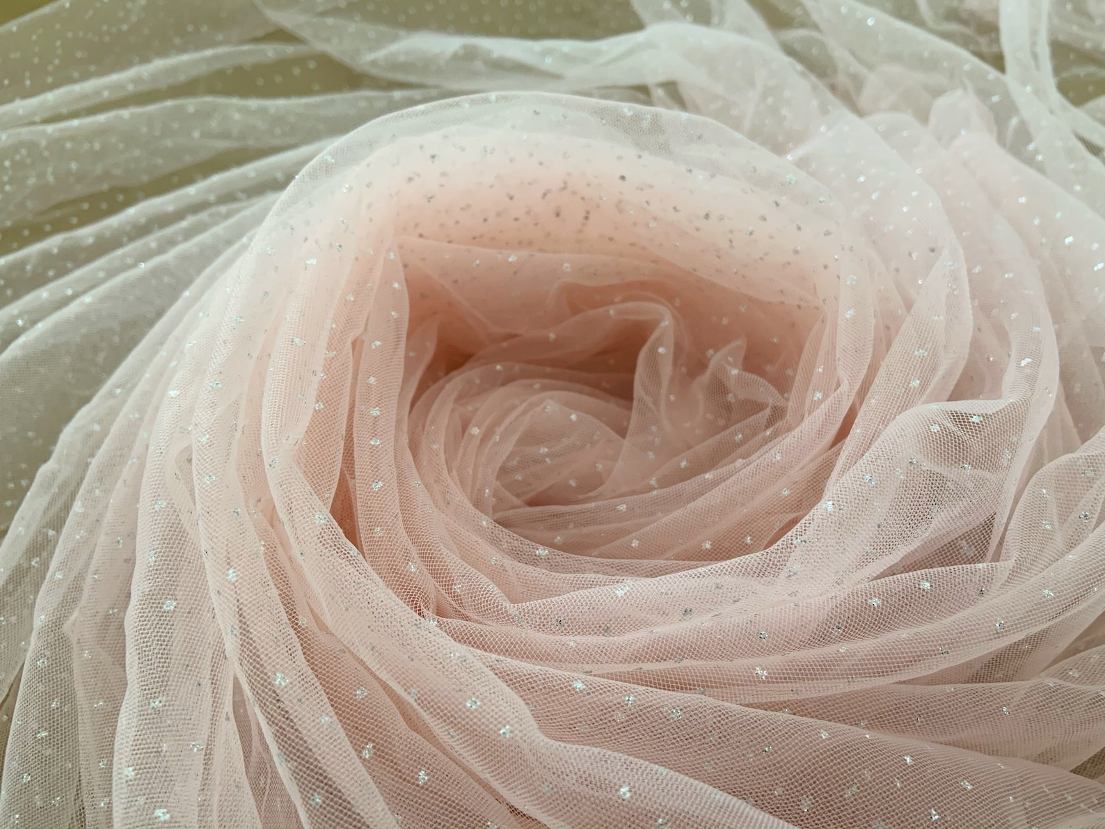 Light pink tulle fabric with glitters for dress costume Etsy