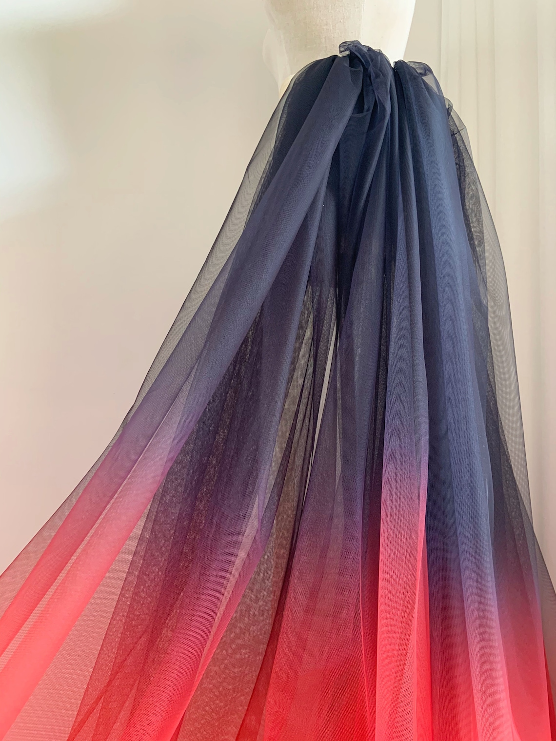 Dip dye style tulle fabric Black red tulle fabric with Ombré Etsy