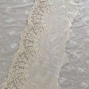 natural Cotton Lace trim, embroidered eyelet lace trim, cotton lace trim with hollowed out floral, cotton eyelet lace trim image 8