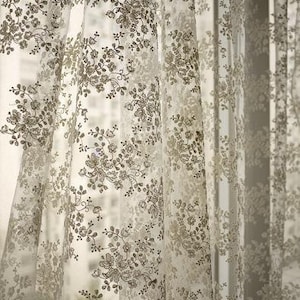 Ivory Lace Fabric, Embroidered tulle Lace fabric with retro florals, Chic bridal lace fabric, mesh lace fabric, tulle lace fabric image 5