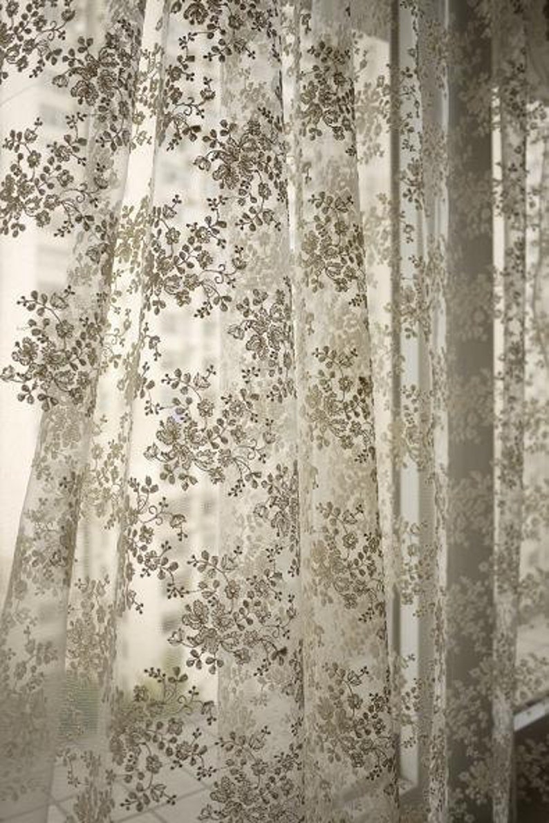 Ivory Lace Fabric, Embroidered tulle Lace fabric with retro florals, Chic bridal lace fabric, mesh lace fabric, tulle lace fabric image 5