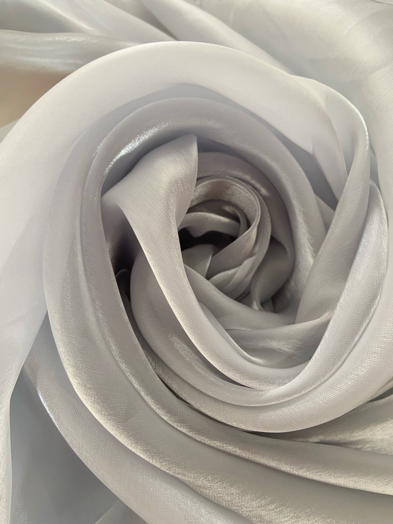 Shiny Solid Organza Fabric Grey Sheer Shine Organza Fabric Etsy
