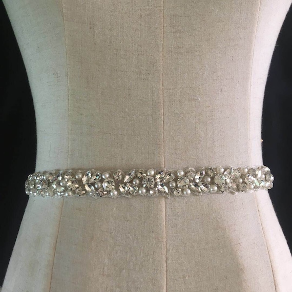 Rhinestone Sash trim, rhinestone belt trim for wedding sash, bridal straps, couture