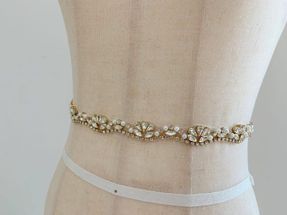 sparkle gold Rhinestone trim by yards, rhinestone belt for wedding sash, strape, couture supplies