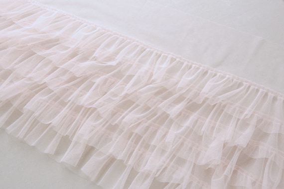 blush pink ruffled tulle trim, pink pleated mesh trim, tutu dress fabric, ruffle mesh, doll dress fabric, wedding decors, craft supply