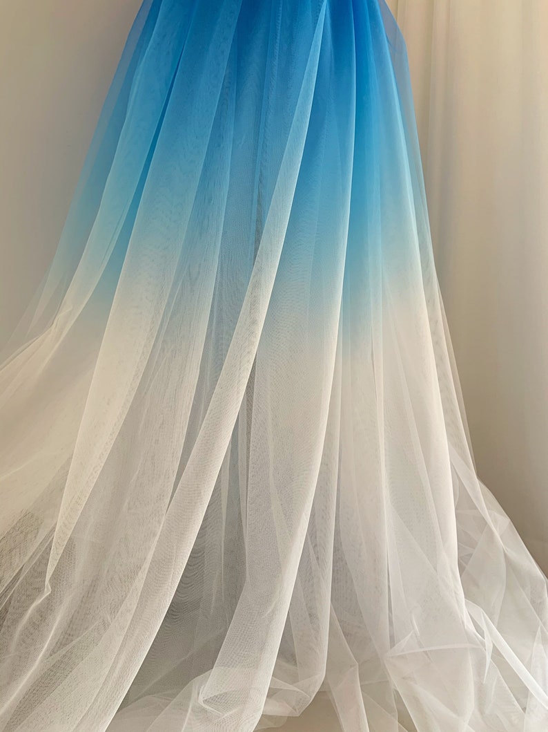 10 Yards Dip Dye Tulle Fabric Blue Tulle Fabric With Ombré Etsy