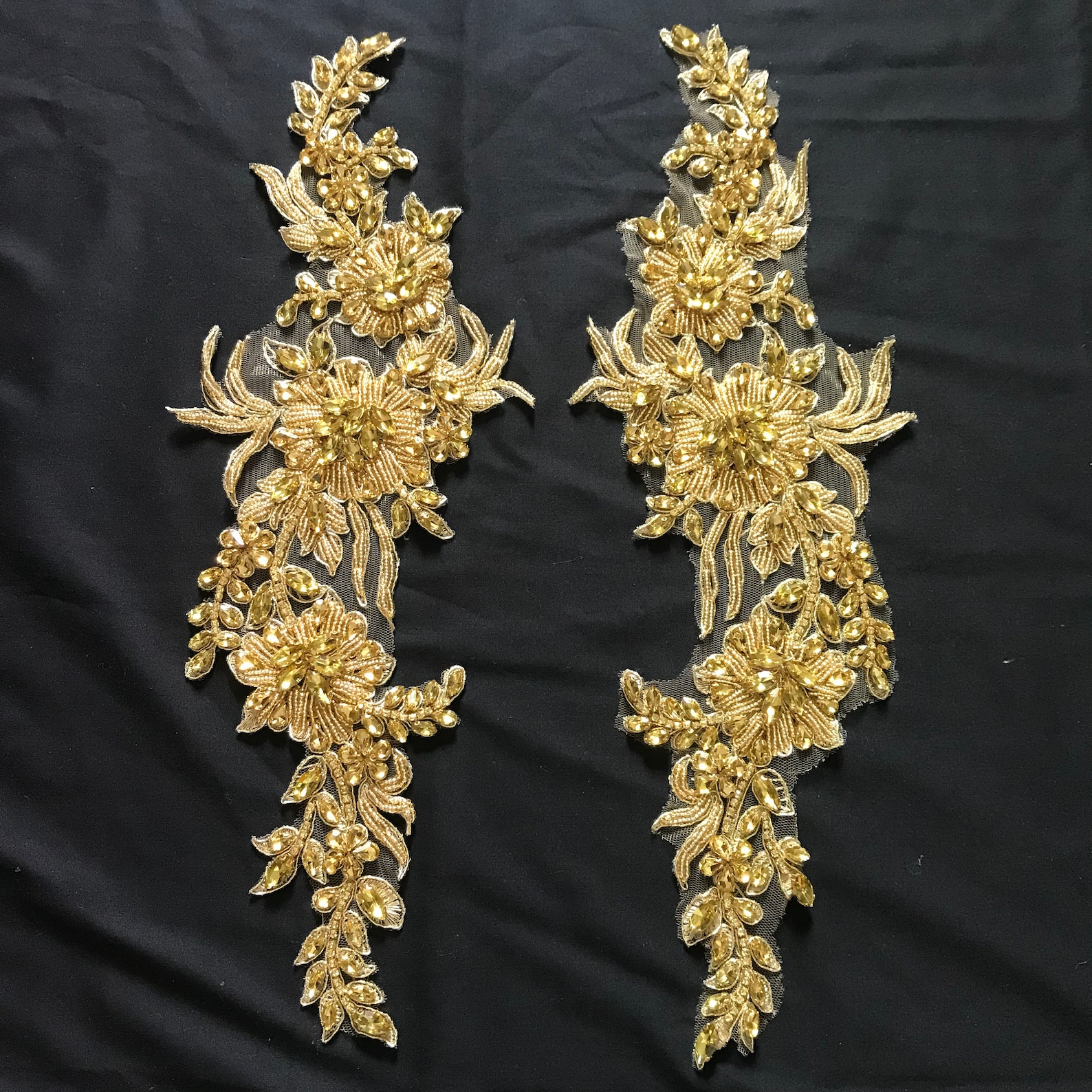 All Gold Heavy Bead Motif Applique Crafted Bead Motif Bodice Etsy
