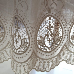 off white natural cotton lace fabric with hollowed out floral pattern, cotton eyelet lace fabric image 3