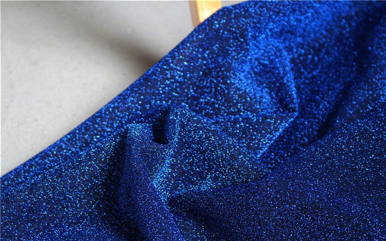 elastic lace metallic blue lace fabric stretch lace lace Glittering royal blue lace fabric