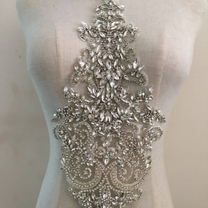 Rhinestone bodice applique, crystal applique, crystal bodice applique for wedding dress, bridal supplies