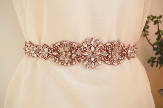 rose gold Rhinestone Sash applique