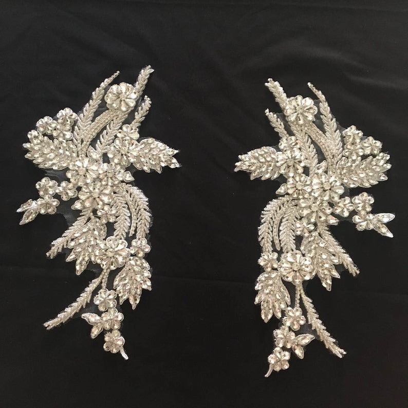 Rhinestone Bead Applique Crystal Applique Crystal Bodice Etsy