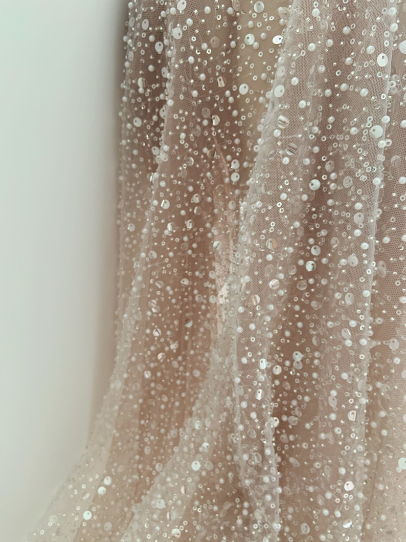 Bead and Sequined Tulle Lace Fabric for Bridal Dress Wedding - Etsy