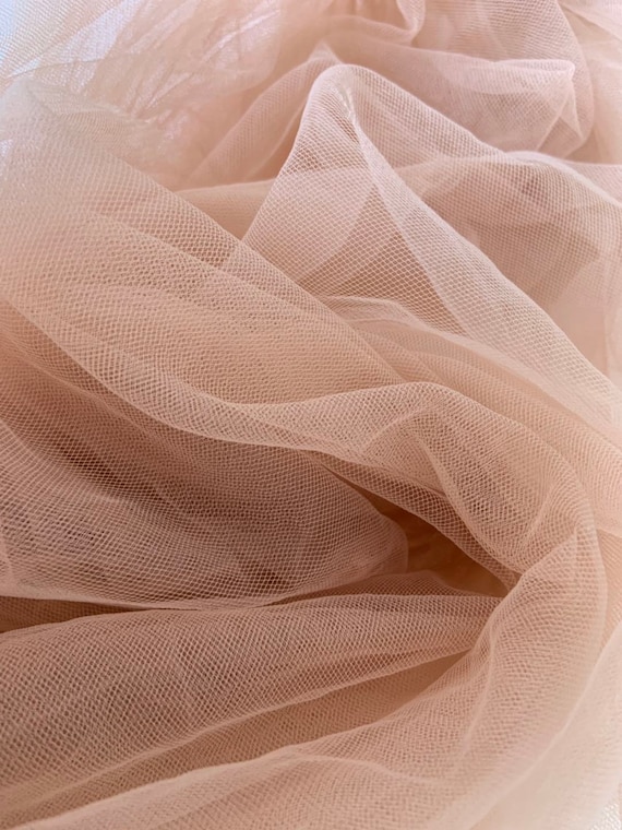 Blush Plain Tulle Netting Fabric, Fine Tulle for Bridal Veil, Bridal Dress  Fabric, Earth Tone Tutu Mesh Fabric, 30 Colors 