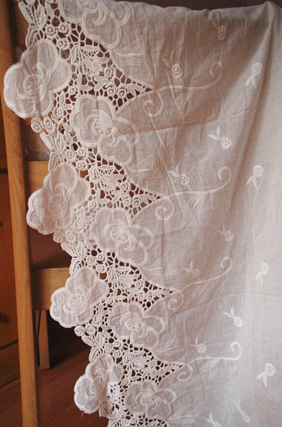 cotton lace fabric with hollowed floral pattern
