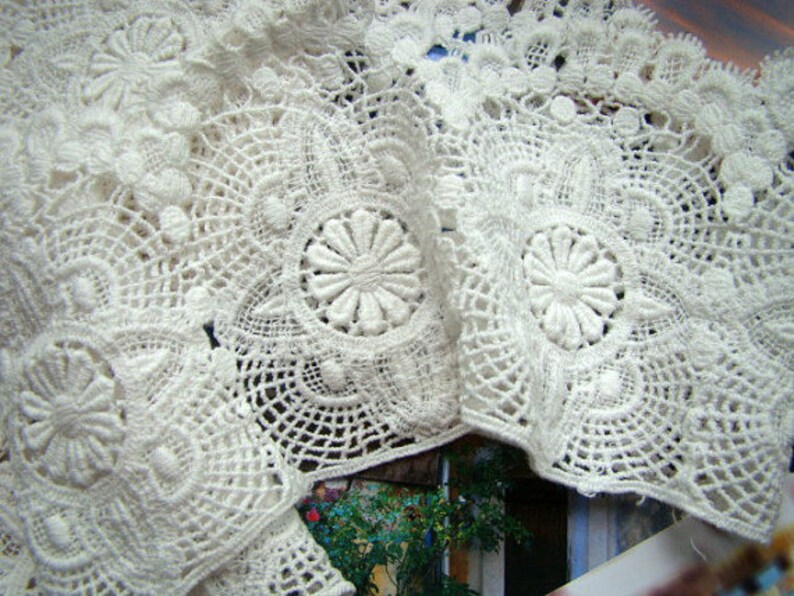 off White Cotton Lace Trim, vintage lace trim, cotton crocheted lace, trim lace CMSR009B image 4