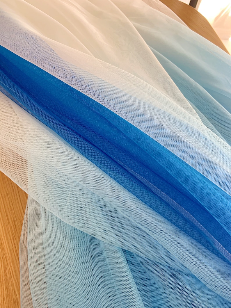 10 Yards Dip Dye Tulle Fabric Blue Tulle Fabric With Ombré Etsy