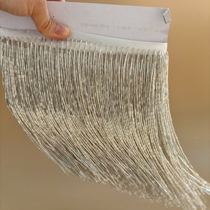 silver bead Fringe trim for haute couture, dance costume, party decors, bugle bead fringe trim