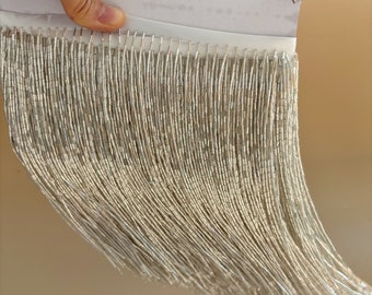 silver bead Fringe trim for haute couture, dance costume, party decors, bugle bead fringe trim