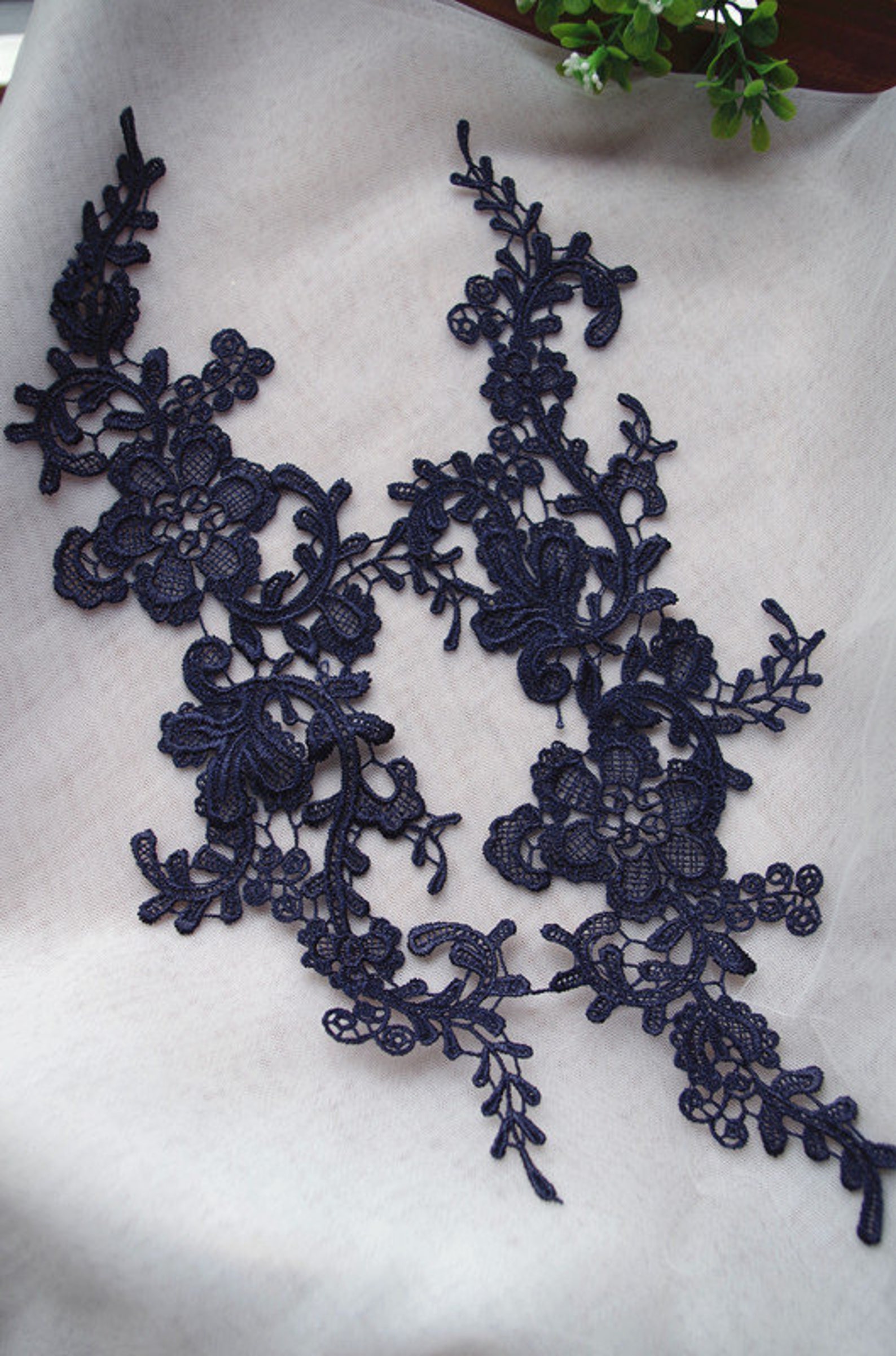 Navy blue lace applique by pairs venice lace applique Etsy